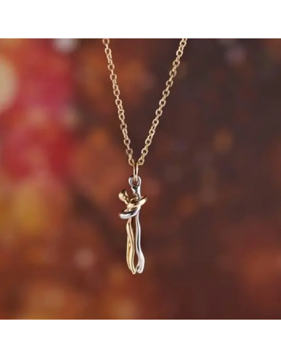 Sarılan Sevgililer Aşıklar Çift Kolyesi