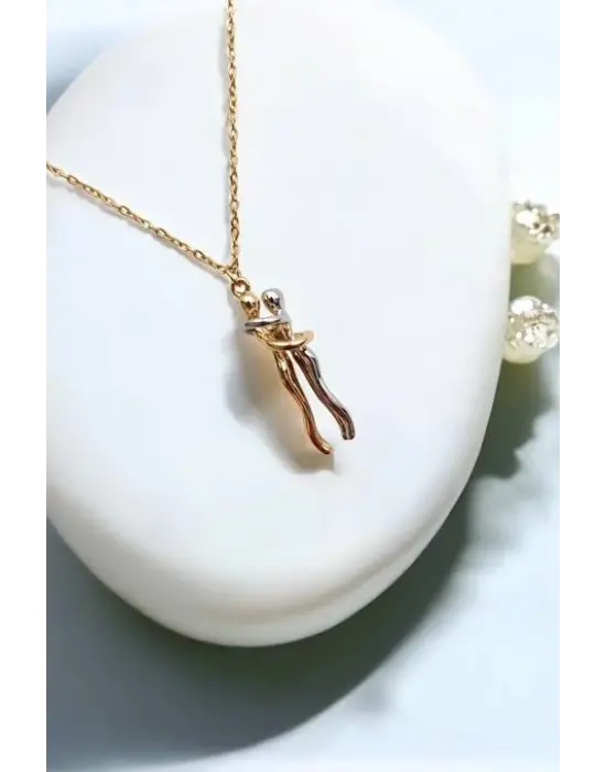 Sarılan Sevgililer Aşıklar Çift Kolyesi