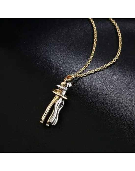 Sarılan Sevgililer Aşıklar Çift Kolyesi