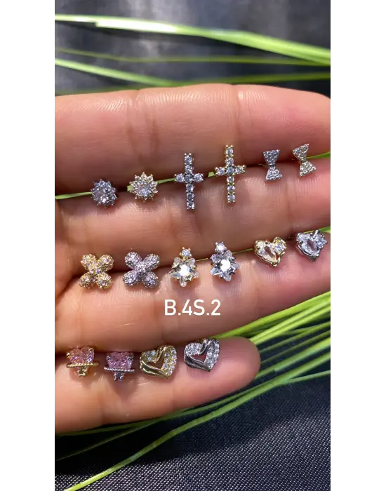 Tragus Küpe Modelleri 3 (Hristiyan Hacı, Kar Tane, Pembe Kalp, Çiçek)
