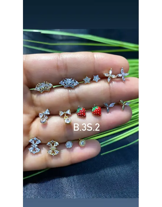 Delikli Cerrahi Çelik Tragus Piercing 6 - Çilek, Yıldızlı, Yusufcuk