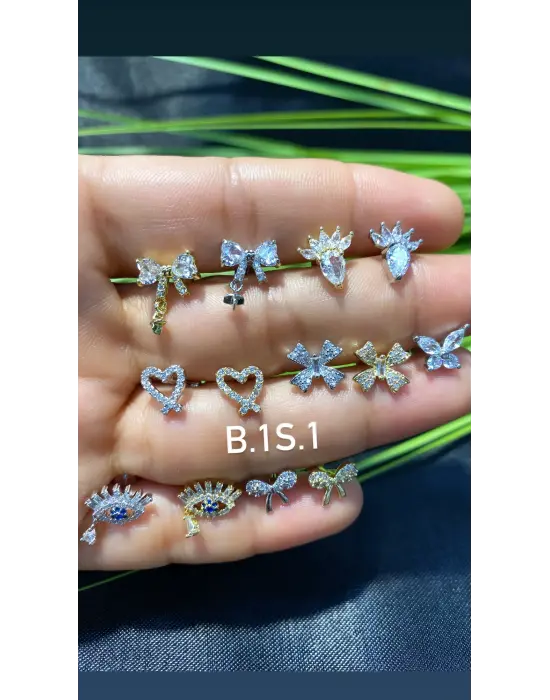 Gümüş Tragus Piercing 7 (Gelin Tacı, Kral Taç, Aslan, Göz Fügür)