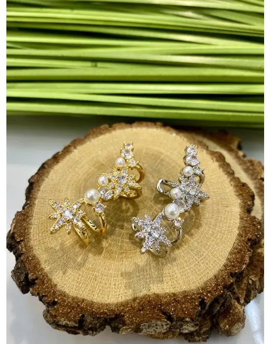 İncili Kar Tanesi Delik Gerektirmeyen Kıkırdak Küpe