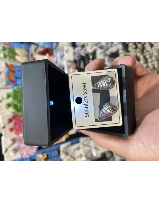 Gümüş Mini Tırtıklı Bottega Damla Küpe