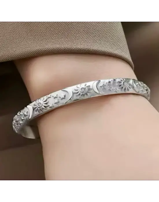 Güneş Kelepçe Bileklik Taşsız Gold ve Gümüş Seçenek