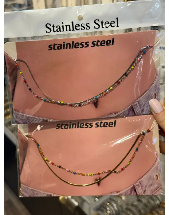 Çift Zincirli İtalyan Renkli Model Vücut & Bel Zinciri