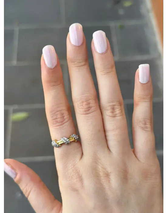 Taşlı Geçmeli Sarmal Form Çift Renk Zarif Kadın Çelik Yüzük