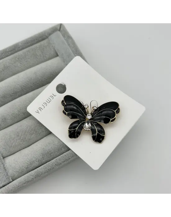 Siyah Kanatlı Kelebek Broş Yaka İğnesi