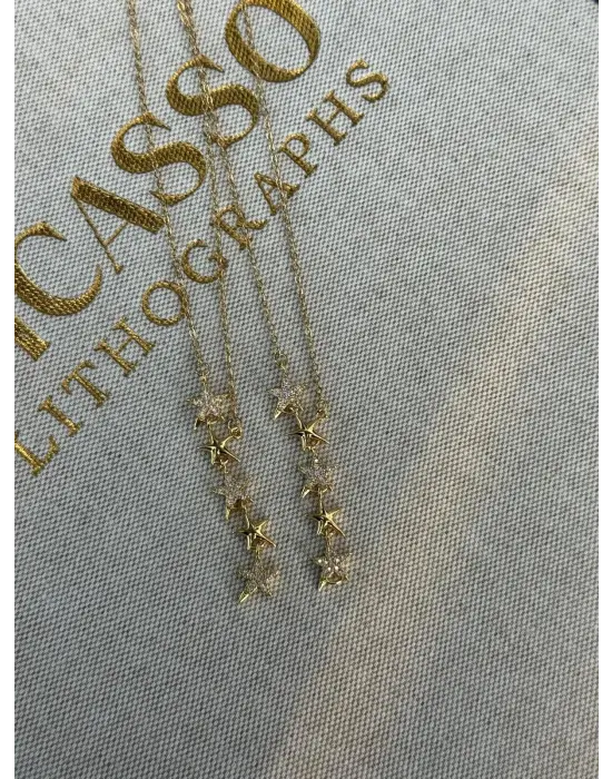 Kutup Yıldızlı Y Kolye (Dekolte) Altın Kaplama