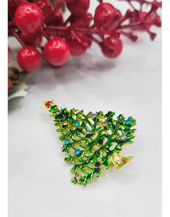 Yılbaşı Çam Ağacı Noel Yeni Yıl Yaka Broşu