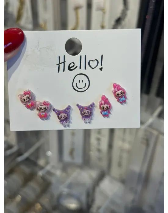 Anime Karakterli 6’lı Kız Çocuk Küpe Seti