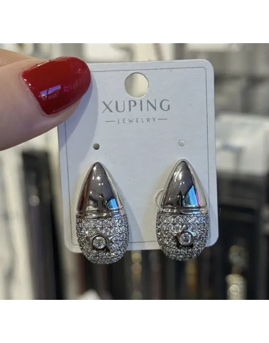 Taşlı Yıldız Detaylı Kalem Model Damla Bottega Gümüş Renk Küpe