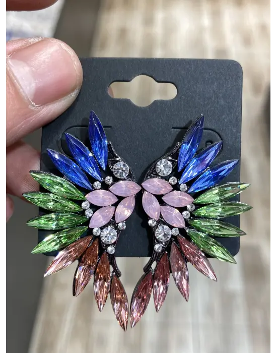 Rengarenk Gökkuşağı Zirkon Taşlı Abiyelik Kadın Küpe