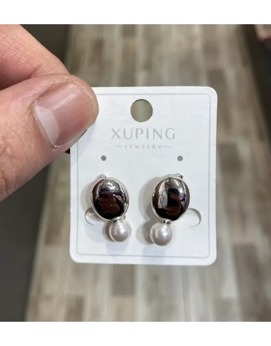 Küçük İncili Günlük Minimal Küpe Gümüş Renk Xuping