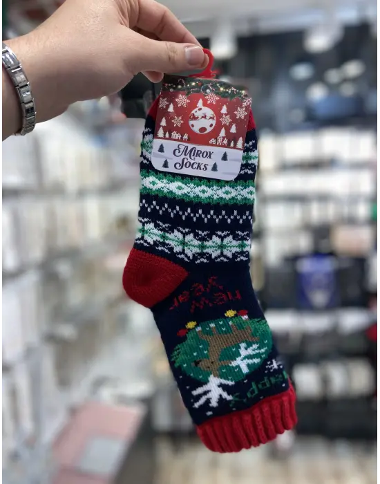 Çam Ağacı Figürlü Yünlü Kalın Yeni Yıl Yılbaşı Çorabı