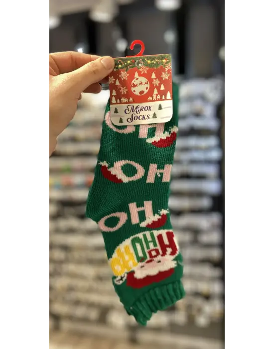 Ho Ho Ho Yazılı Yeşil Renk Yılbaşı Çorabı