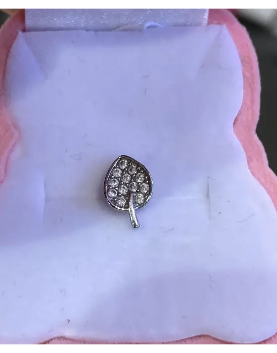 Gümüş Renk Yaprak Ağaç Model Çelik Tragus Piercing