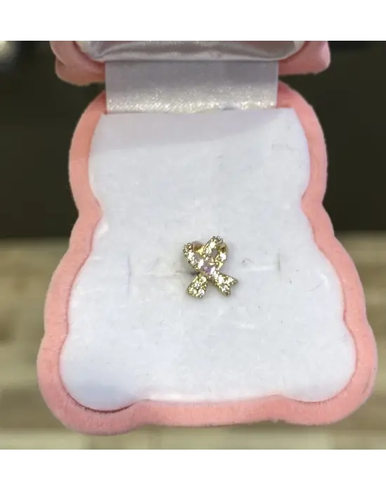 Pembe Taşlı Kurdele Model Sarı Renk Çelik Helix Piercing