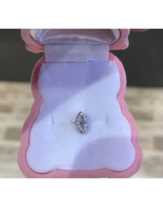 Gümüş Renk Cerrahi Çelik Helix Piercing Minik Taşlı