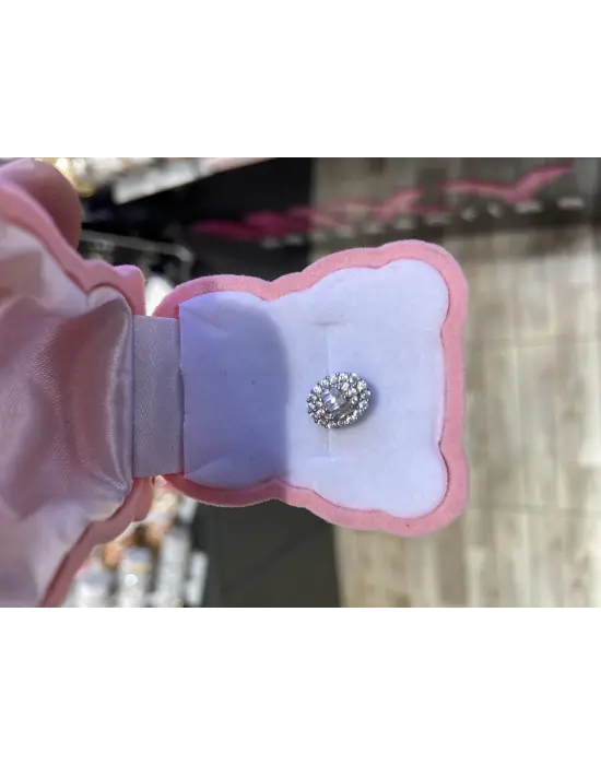 Gümüş Renk Baget Damla Taş Kulak Piercing Cerrahi Çelikten