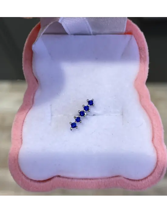 Şerit Model Mavi Taşlı Delikli Kıkırdak Helix Piercing