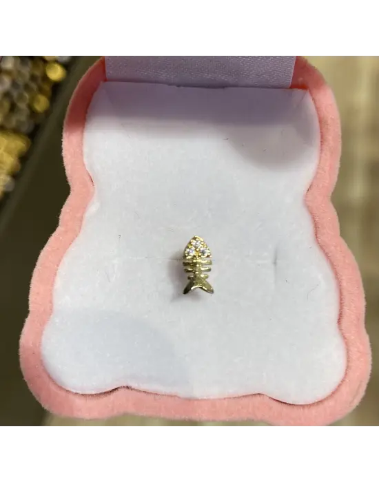 Altın Renkli Balık Motifli Çelik Tragus & Helix Kulak Piercing