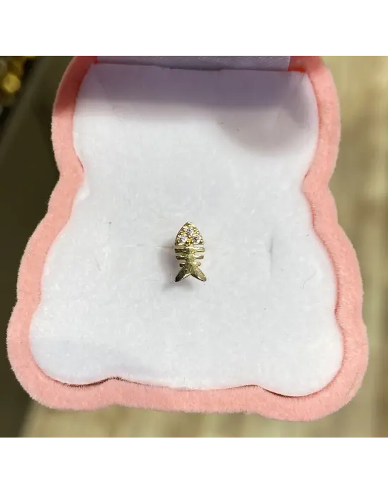 Altın Renkli Balık Motifli Çelik Tragus & Helix Kulak Piercing