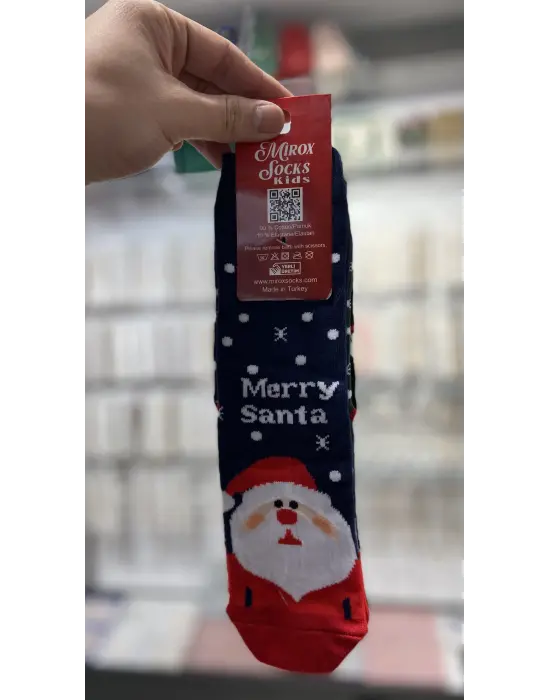 3’lü Erkek & Kız Çocuk Yılbaşı Çorabı 7-8 Yaş | Merry Santa Yazı