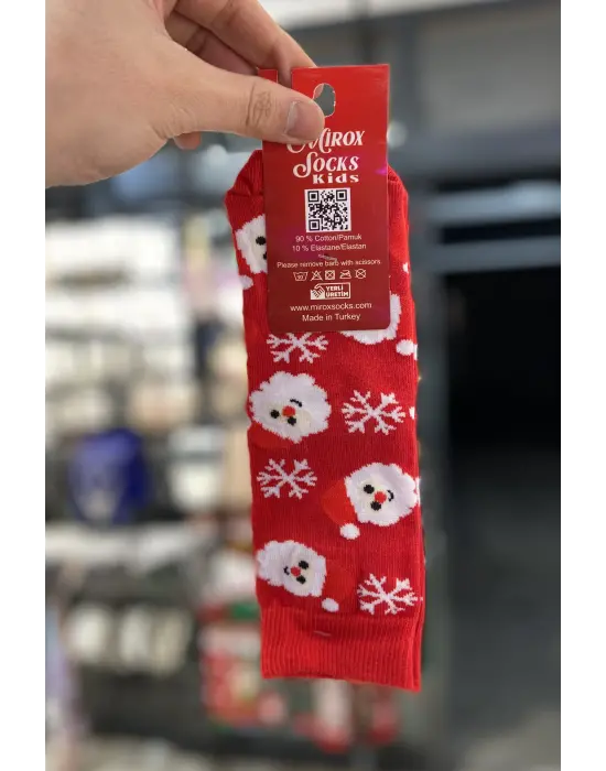 3Lü Kız - Erkek Çocuk Yeni Yıl Çorabı | 4-5-6 Yaş Aralığı | Yeşil, Kırmızı, Kar Tanesi