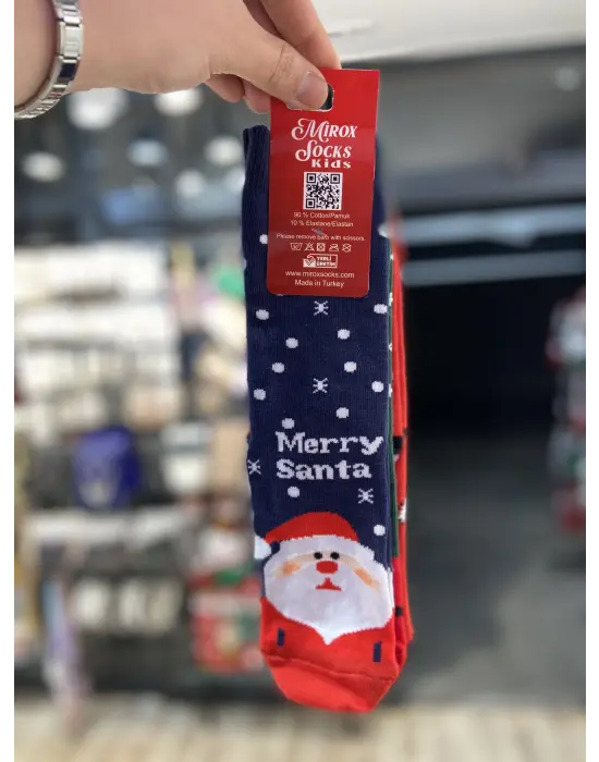 Unisex (Erkek-Kız) Çocuk Yıl Başı Çorabı | 10-13 Yaş Aralığı | 3’lü Set Santa, Christmas