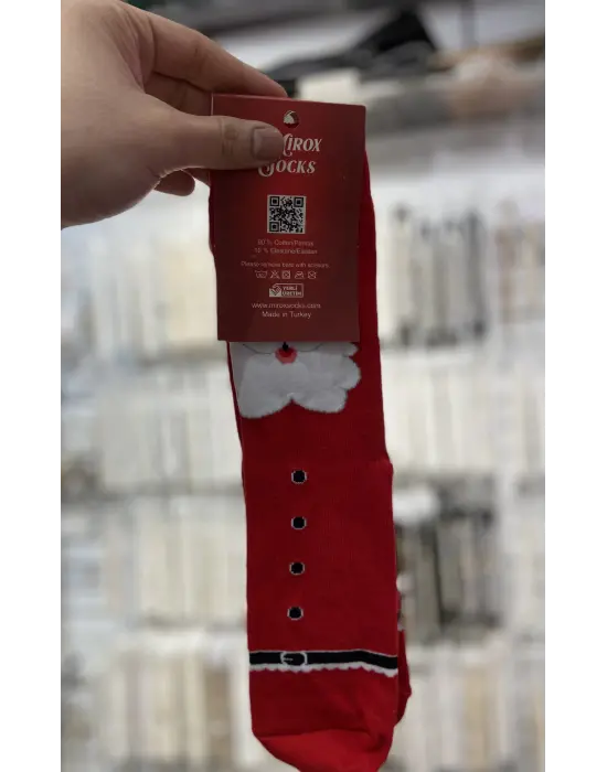 Unisex Yeni Yıl & Yılbaşı Hediyelik Çorap | Baskılı, Kırmızı
