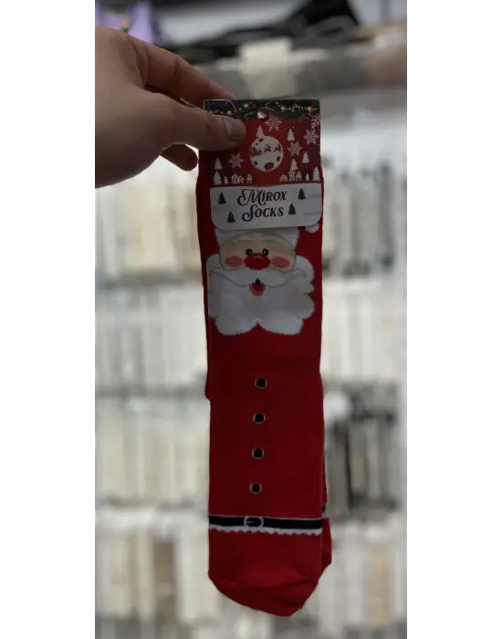 Unisex Yeni Yıl & Yılbaşı Hediyelik Çorap | Baskılı, Kırmızı