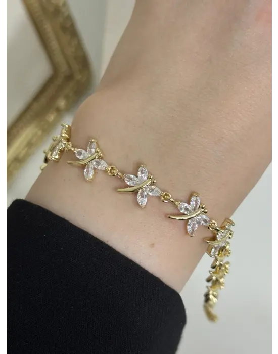 Yusufçuk Kuşu Figürlü 14K Altın Renk Çelik Bileklik