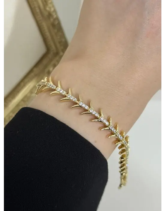 Ok Motifli Özel Tasarım Altın Kaplama Kadın Bileklik