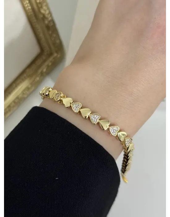 Sarı Xuping Çelik Bileklik Kadın: Kalp Figürlü Minimal