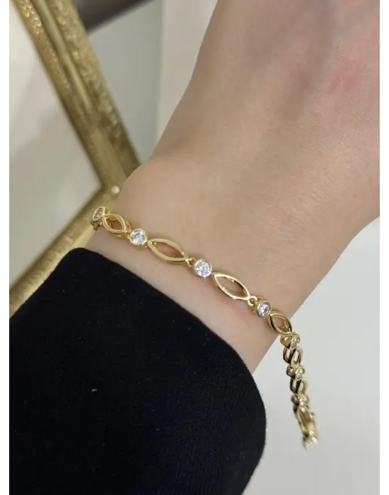 İnce Yuvarlak Taşlı Vip Xuping Kadın Çelik Bileklik