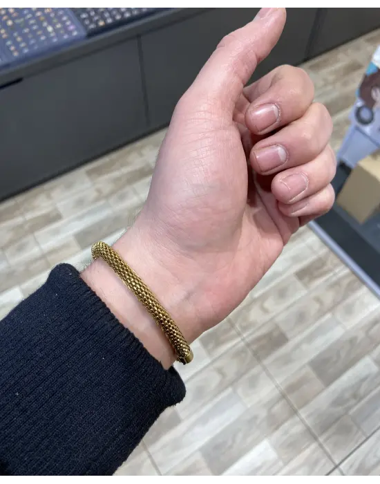 Timsah Derisi Desenli Zincir Kararmaz Erkek Çelik Bileklik