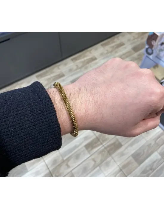 Timsah Derisi Desenli Zincir Kararmaz Erkek Çelik Bileklik