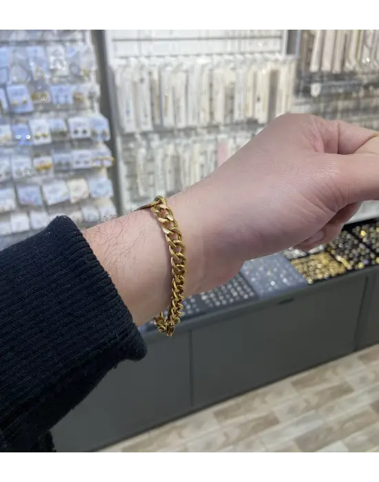 Lazerle Yazı & İsim Yazılabilir Altın Kaplama Steel Bileklik