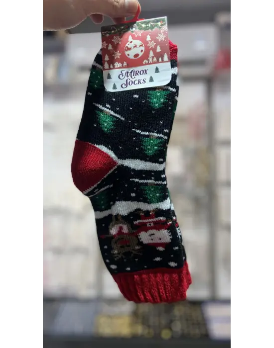 Noel Temalı Unisex Kalın Yünlü Yılbaşılık Hediye Çorap