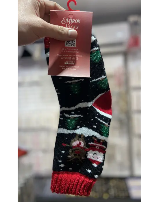 Noel Temalı Unisex Kalın Yünlü Yılbaşılık Hediye Çorap