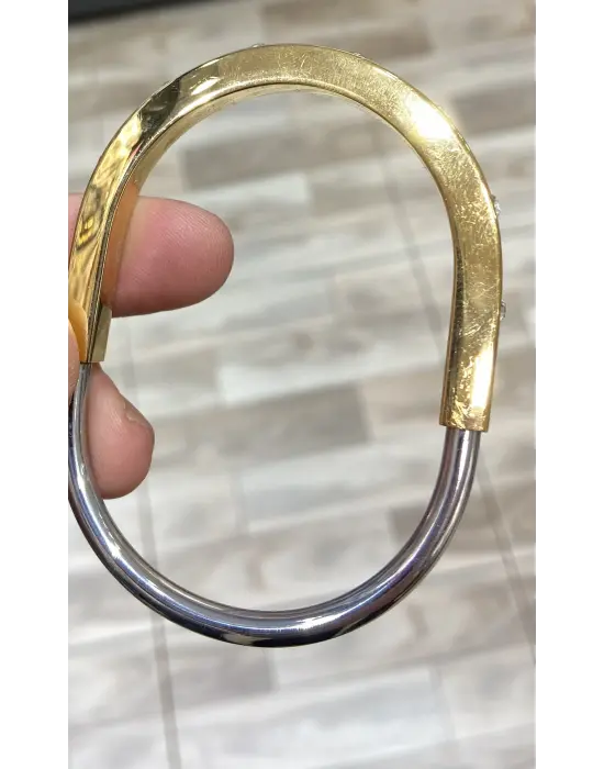 Tiffany Model İki Renkli (Altın-Gümüş) Kelepçe Bilezik