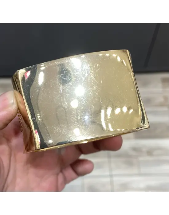 Sarı Altın Renginde Kalın Kelepçe Bileklik