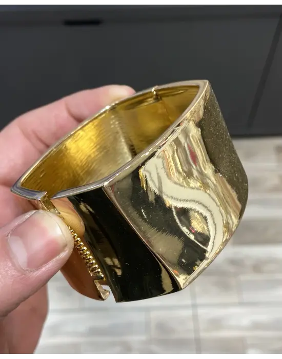 Sarı Altın Renginde Kalın Kelepçe Bileklik