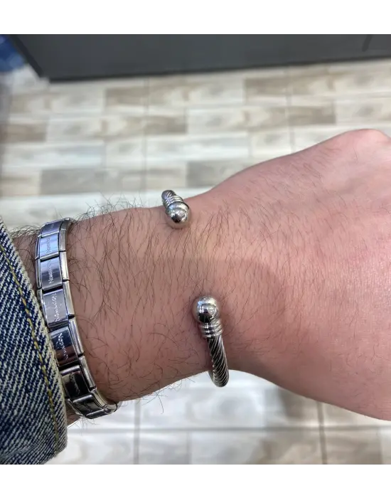 Unisex Burgulu Altı Açık Ayarlanabilir Çelik Kelepçe