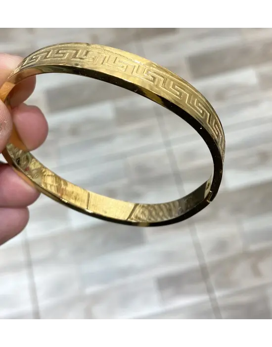 Desenli Çelik Demo Altın Bilezik & Kuyumcu Model Kelepçe