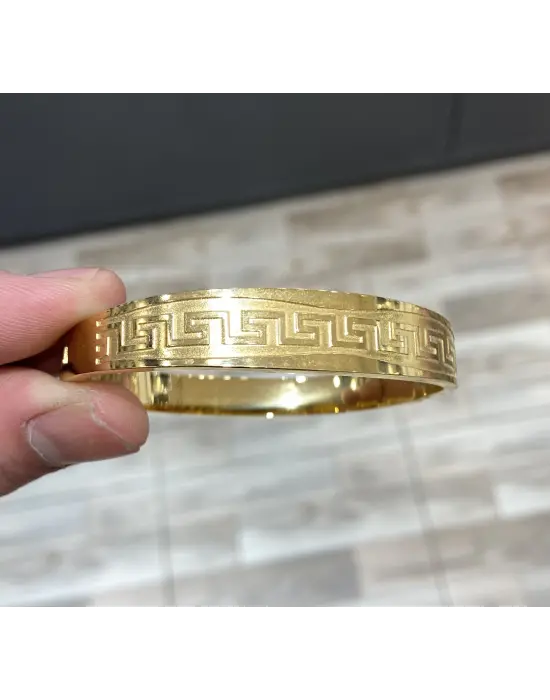 Desenli Çelik Demo Altın Bilezik & Kuyumcu Model Kelepçe