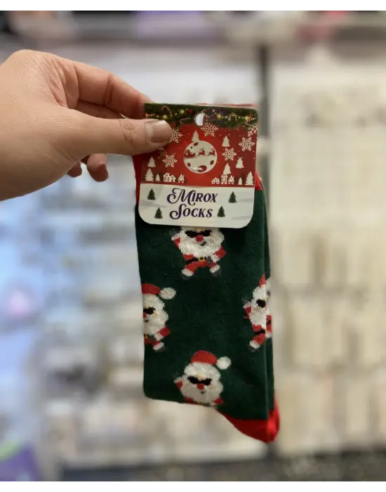 Erkekler İçin Yılbaşı Çorabı 44-45-46-47 Numara Yeşil