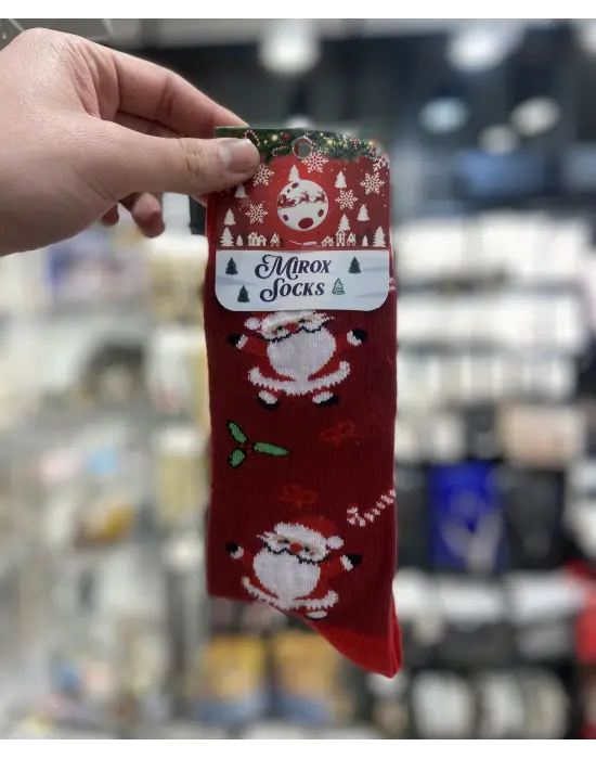 Şeker Kamışlı Noel Anneli Kırmızı Renk Yılbaşı Temalı Çorap