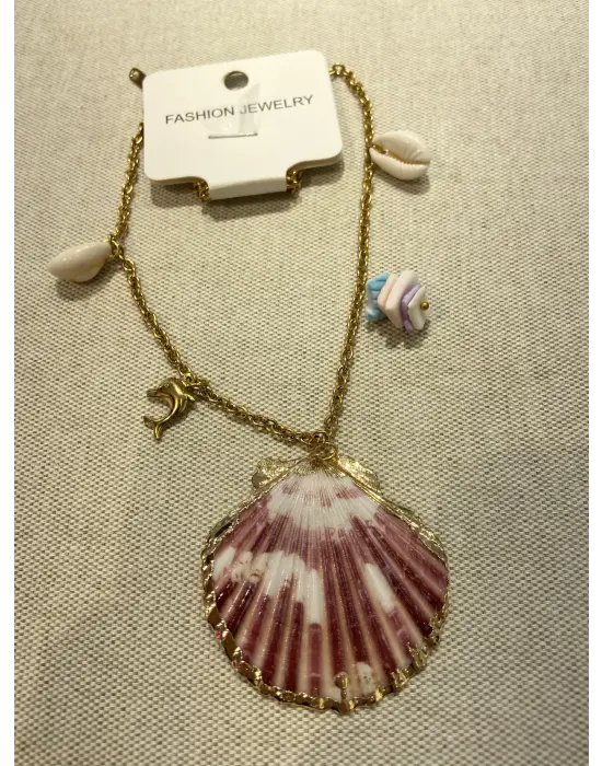 Deniz Kabuklu Kırmızı İstiridye Kolye